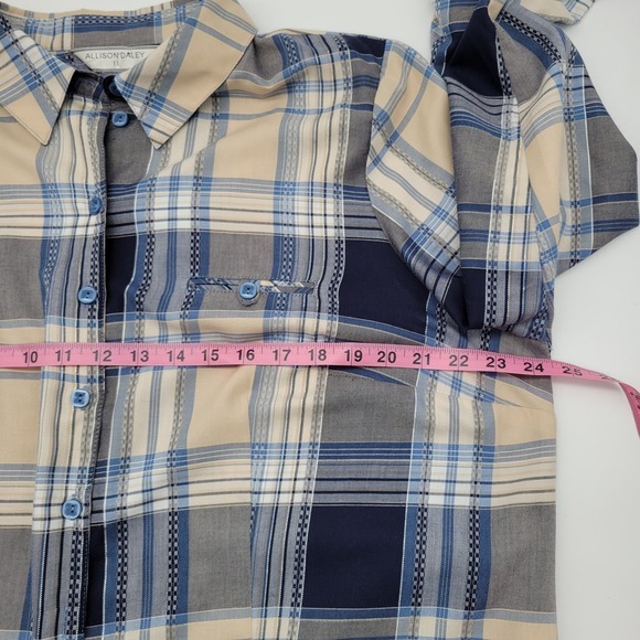 Allison Daley Button Down Plaid Thread Blouse w/ Roll Up Sleeves Womens Sz 2XL - Picture 11 of 12